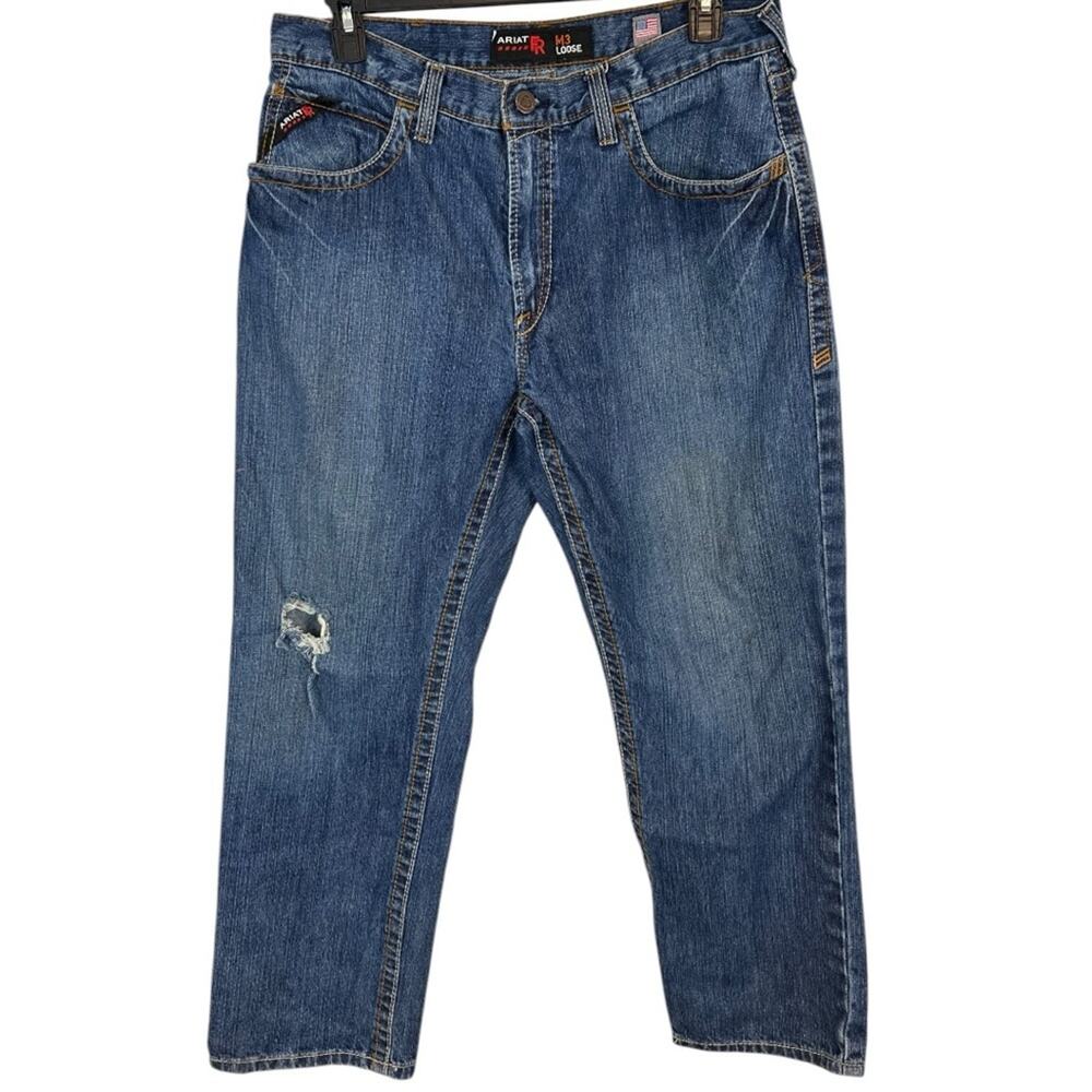 Ariat Mens FR M3 Loose Jeans Cat 2 Flame Resistant Distress 36x30